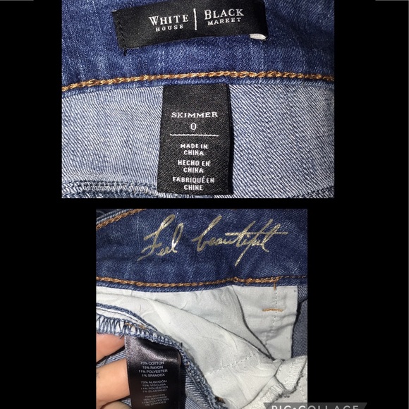 White House Black Market Vegan Leather Tipped Cropped Ankle Zip Skimmer Jeans - Picture 16 of 16